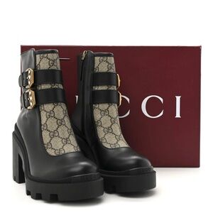 Gucci Black and Cream Heeled Boots